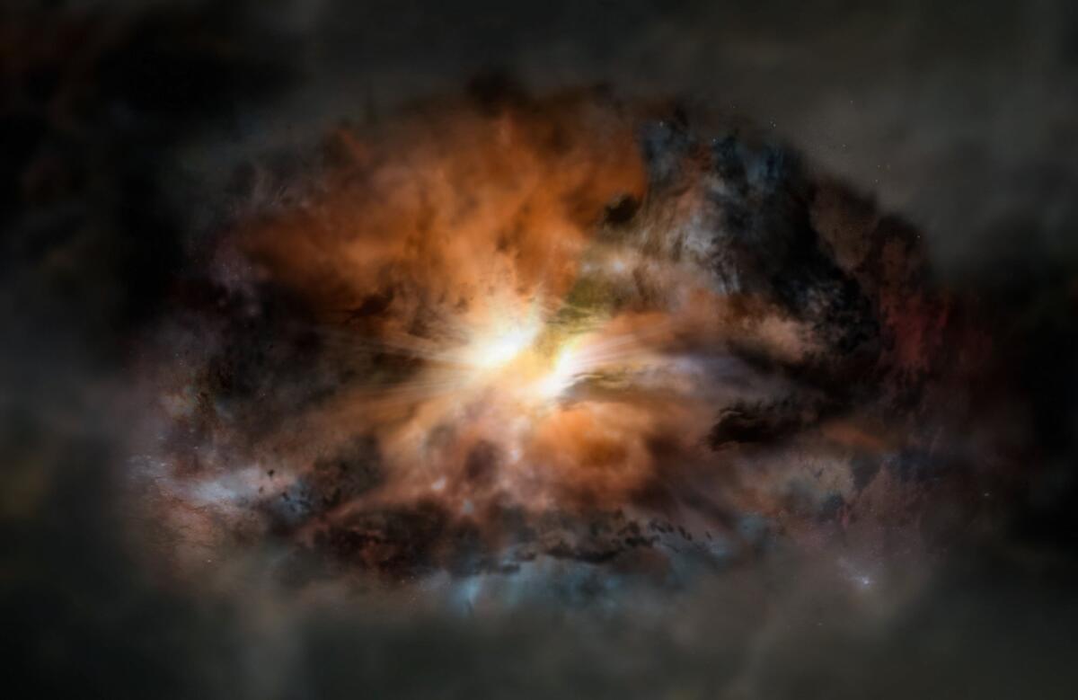 WISE, la potenza di 350 milioni di stelle - Rappresentazione artistica della galassia W2246-0526