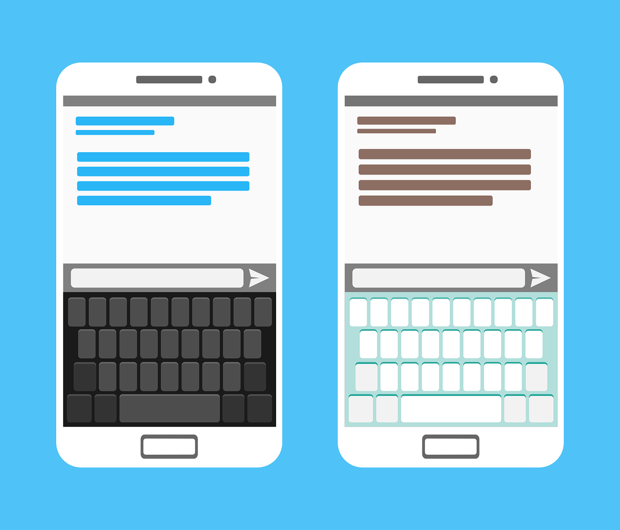 Rappresentazione grafica di una tastiera su smartphone.