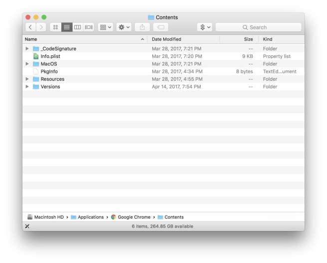 Screenshot della cartella Contents su macOS. Source: 9to5mac.com