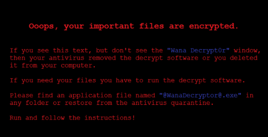 Screenshot del messaggio di WannaCry. Source: securelist.com