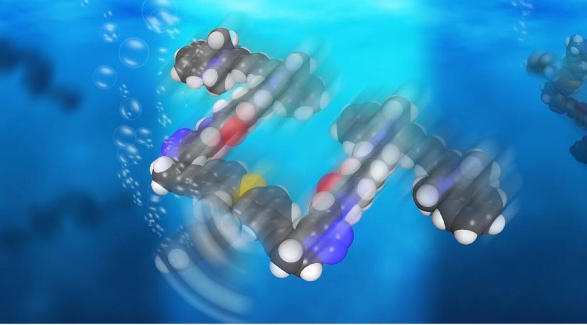 Molecole "motorizzate" per distruggere le cellule cancerogene - Rappresentazione grafica della molecola capace di penetrare la membrana cellulare.
Credit: Rice University