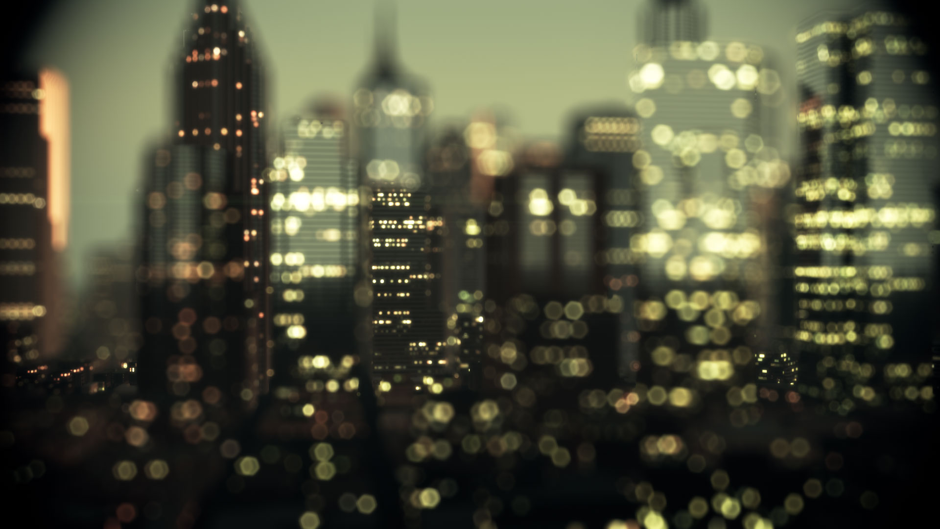 Città in notturna, con effetto blur.
