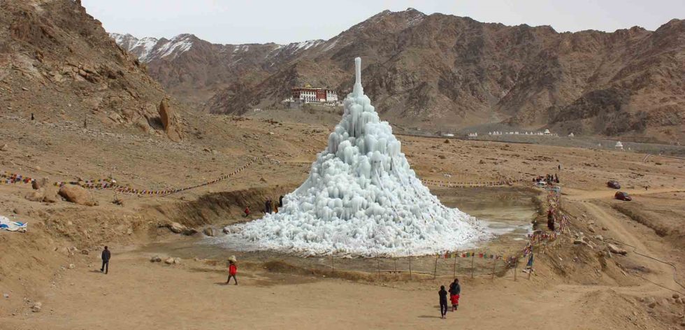 ice stupa, glaciers, artificial, Ladakh