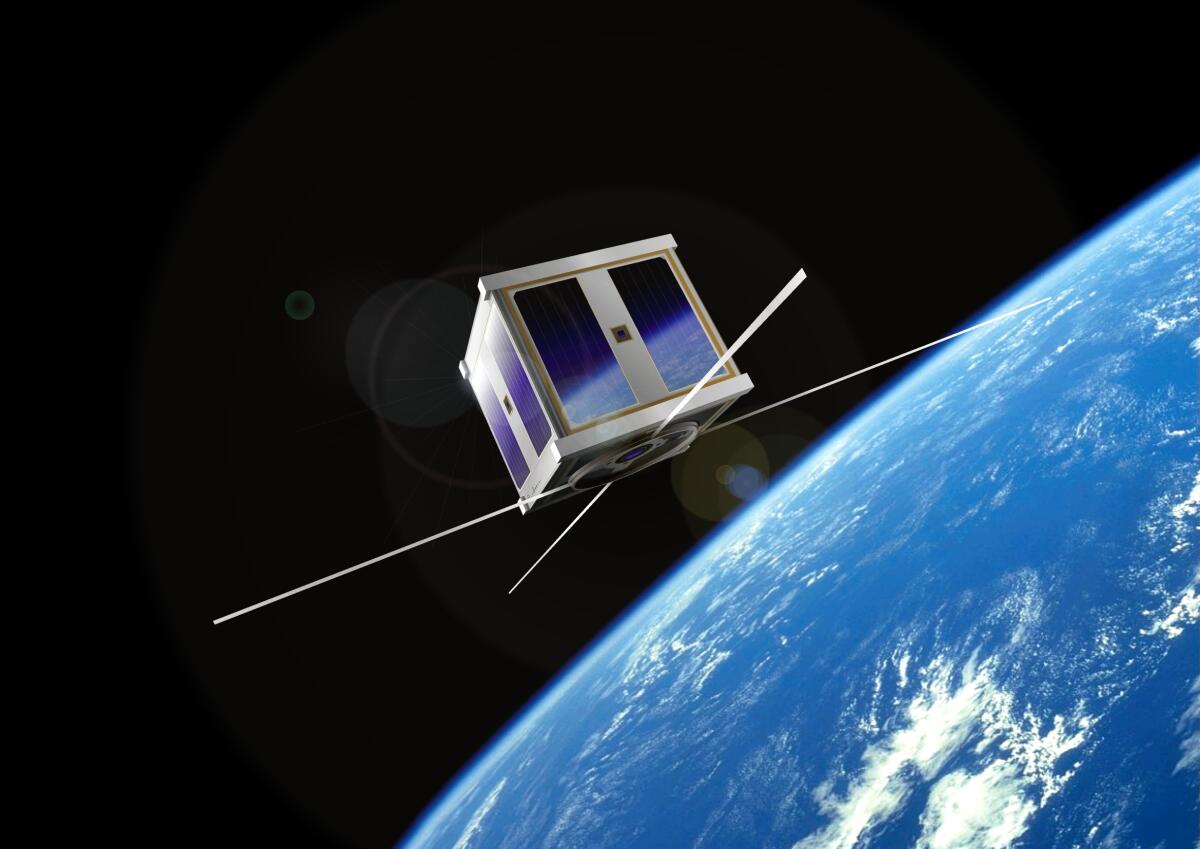 Una flotta di nano-satelliti all’inseguimento di asteroidi - Rappresentazione di un nano-satellite in orbita. Credits: www.meteoweb.eu