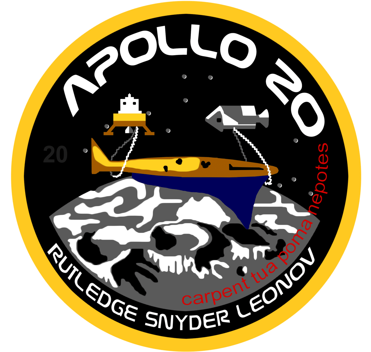 L'ipotetico logo della fantasiosa missione Apollo 20. Credits: ilsapere.org