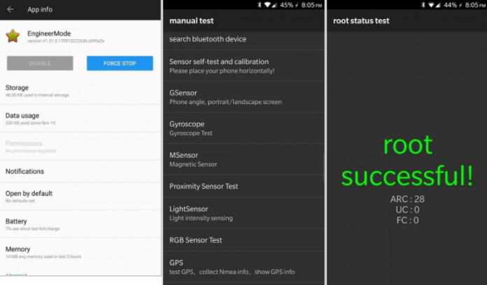 EngineerMode e alcuni dei test a cui permette di accedere. Credits: gizchina.it