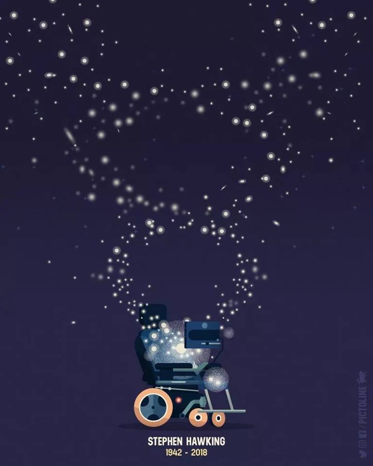 Stephen Hawking 1942 - 2018. Crediti: pictonline.com