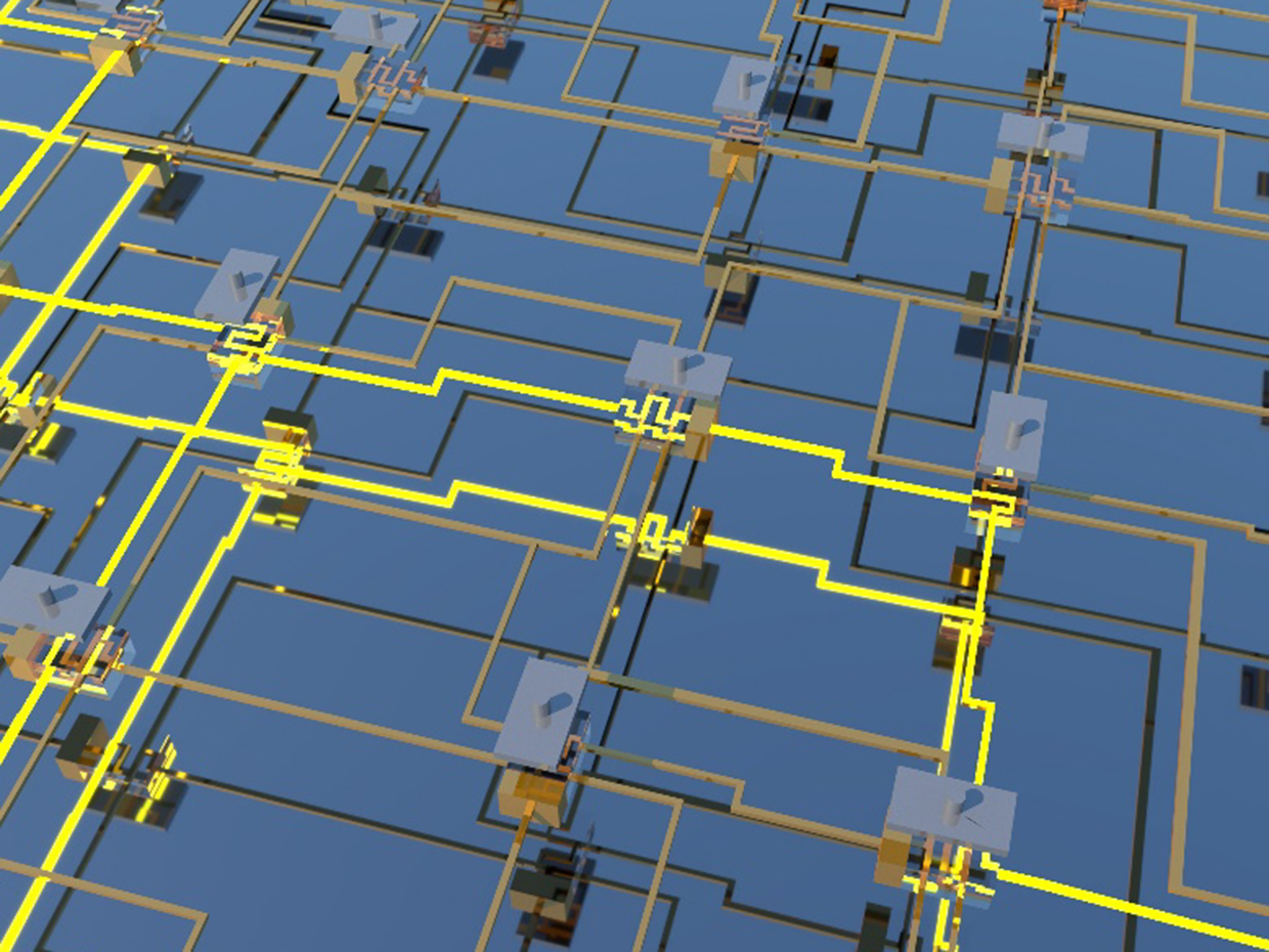 Schematizzazione di un circuito integrato con memtransistorCredits: Northwestern University