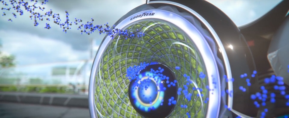 Pneumatico, Oxygene, Goodyear, pneumatico vivo, ossigeno, fotosintesi, muschio, stampa 3d, riciclo, Salone di Ginevra, Chris Delaney, LiFi, gomma, accumulo energia, CO2, 2050, Parigi, COP21, Close-up Engineering