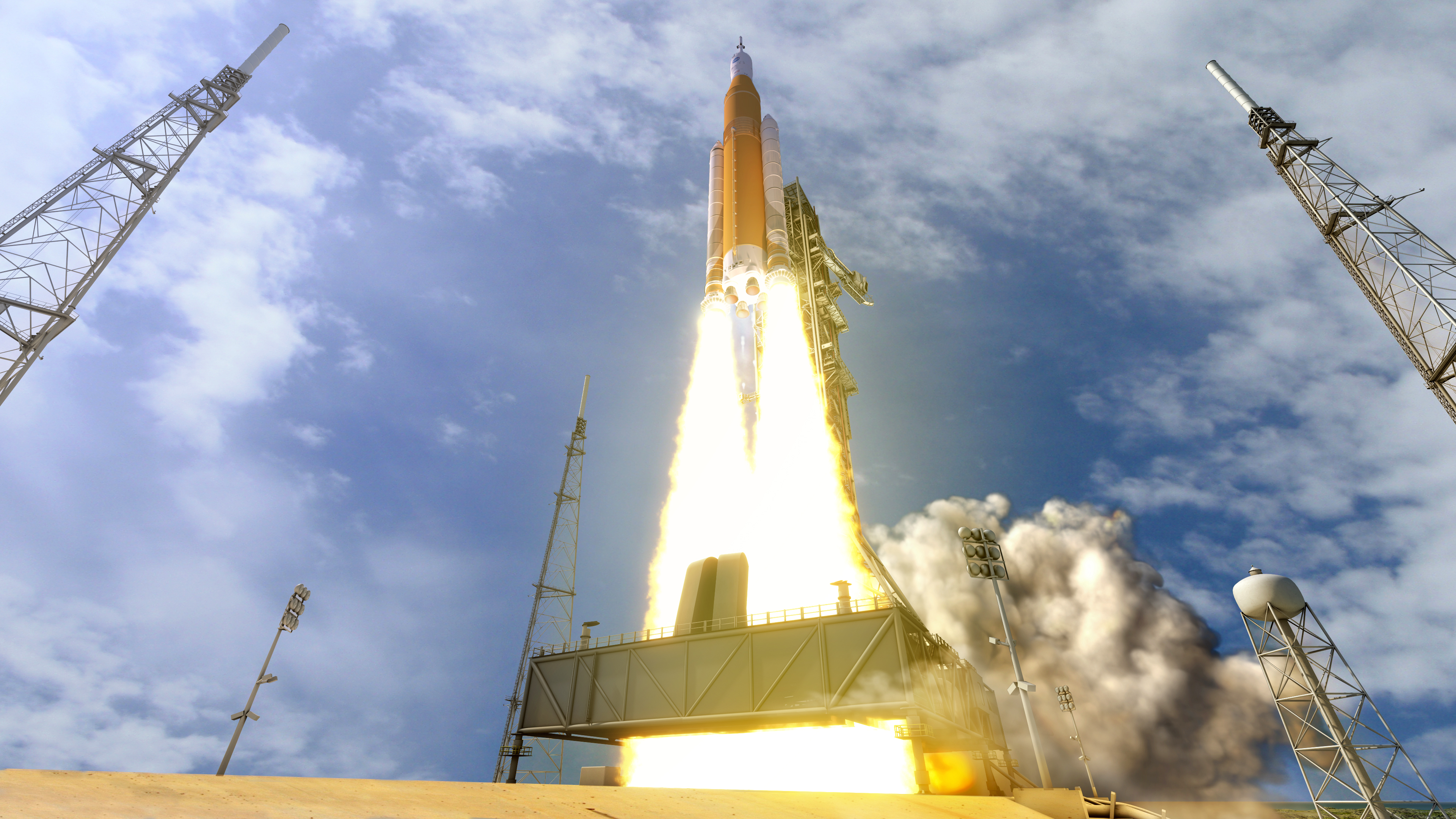 Rappresentazione artistica del decollo dell'SLS. Credits: www.nasa.org