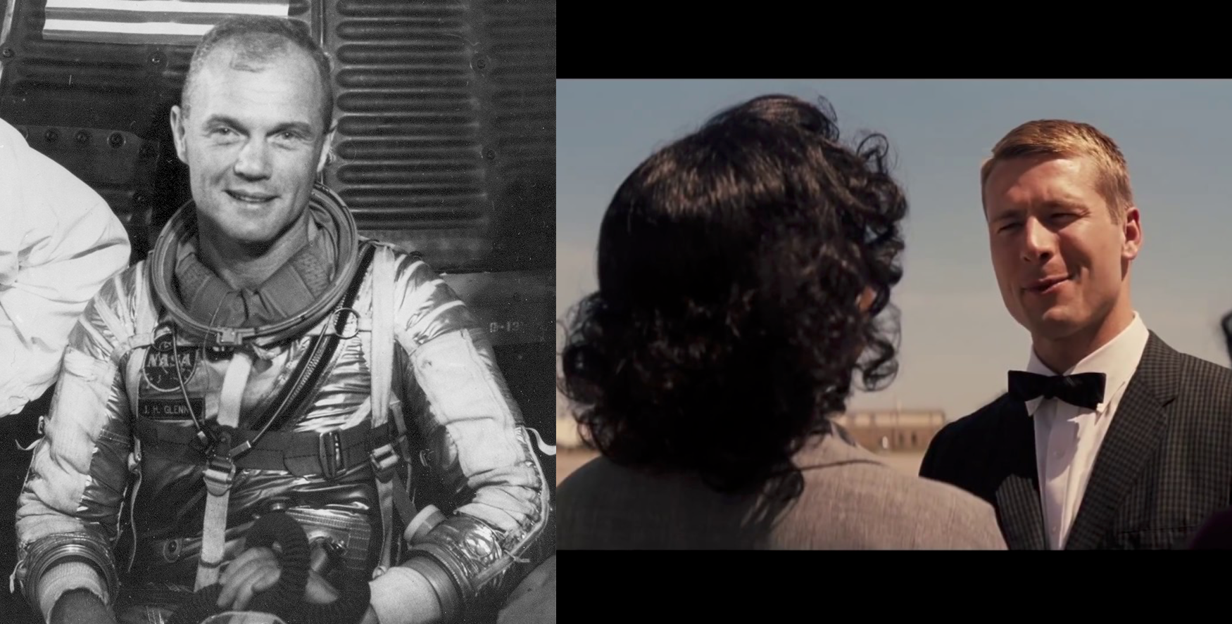 John Glenn nella realtà e nel film (credits: aerospacecue.it)