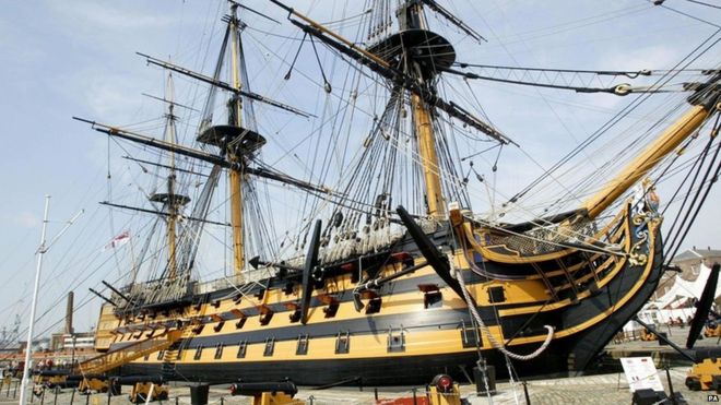 HMS Victory, nave ammiraglia di H. Nelson durante la battaglia di Trafalgar, oggi nave museo a PortsmouthPH: dailymail.co.uk