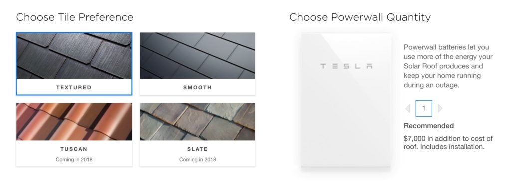 I quattro tipi di design delle tegole solari Tesla.Credits: Tesla.com