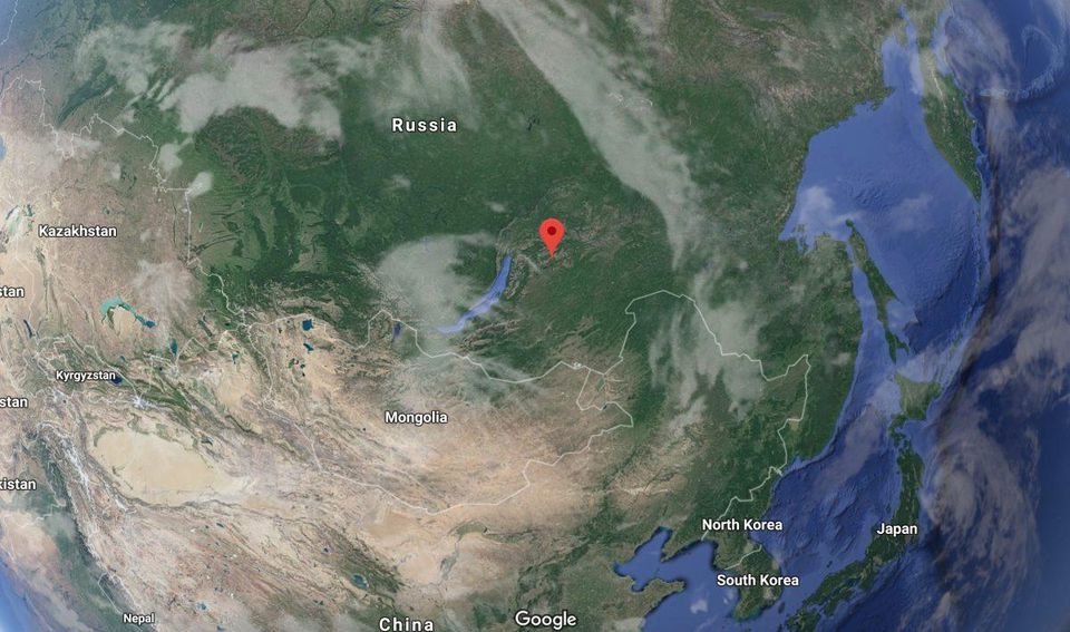 Sito in cui è stata trovata la Uakitite, Russia.            Credits: Google Maps