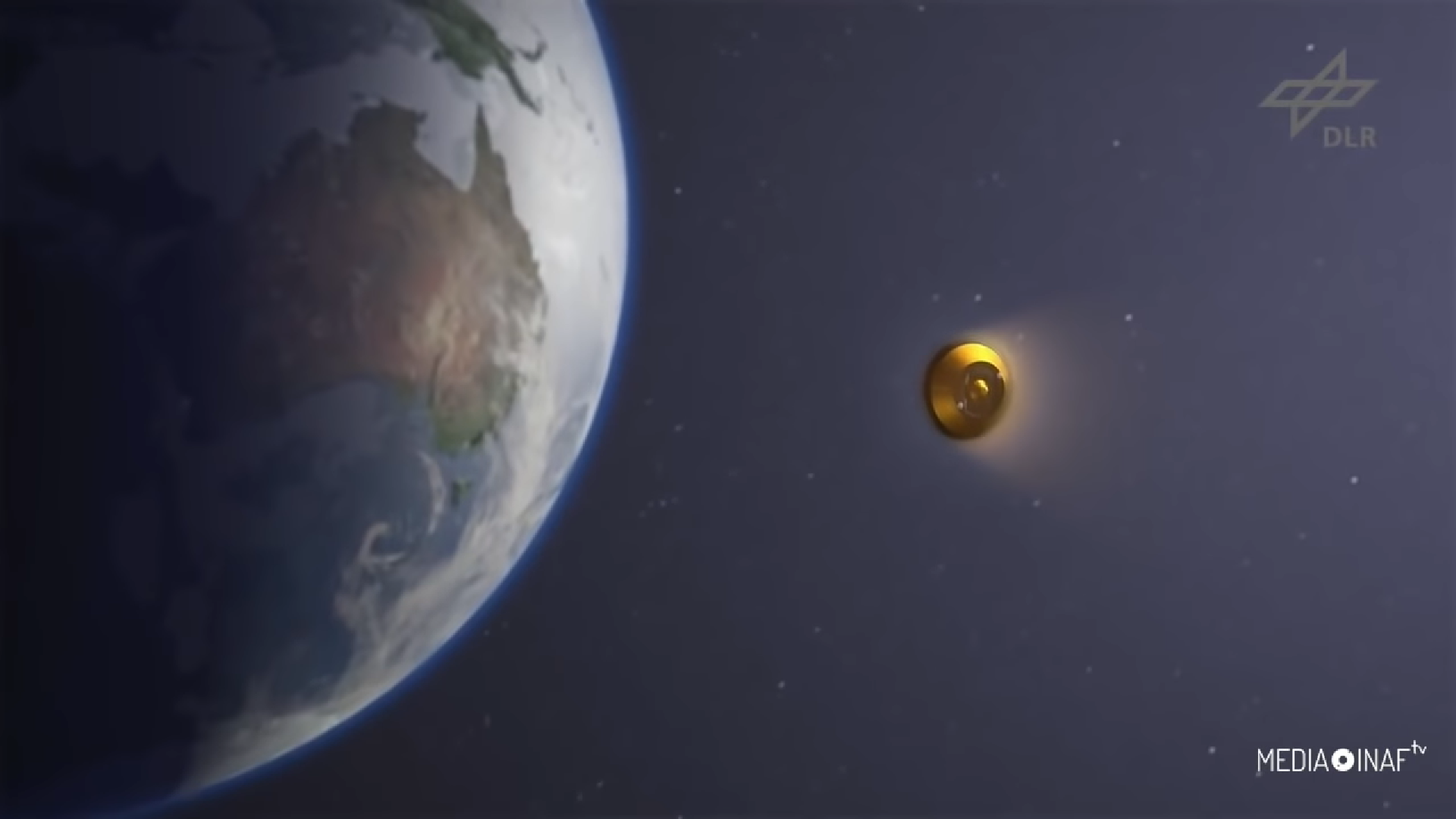 Rapprestazione del rientro della capsula. Credits: INAF.