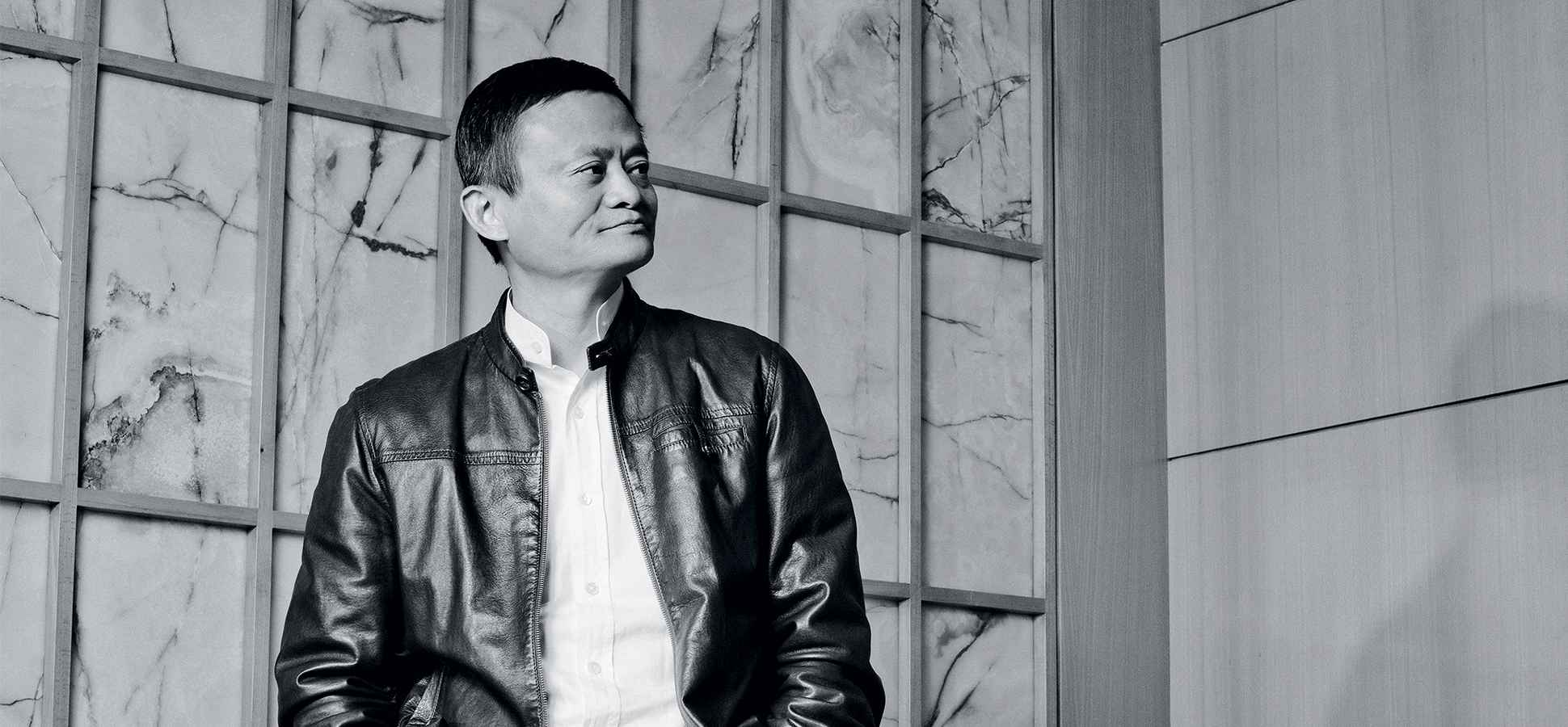 Jack Ma, in uno scatto in bianco e nero. Fonte: Inc.com