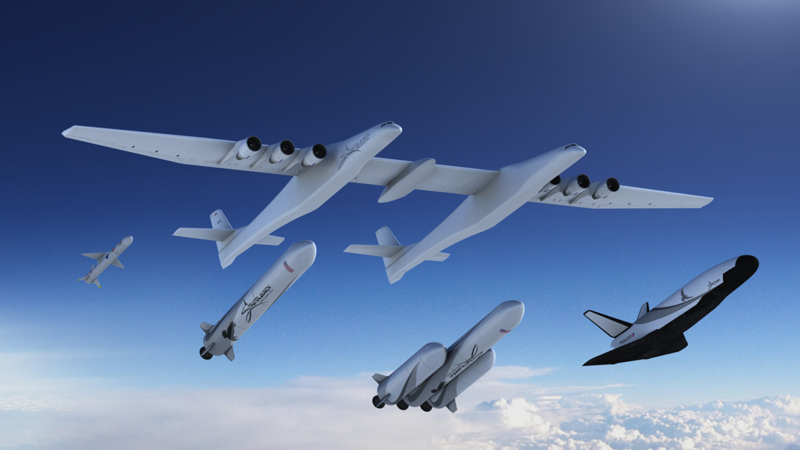 I veicoli di Stratolaunch. Credits: Stratolaunch.