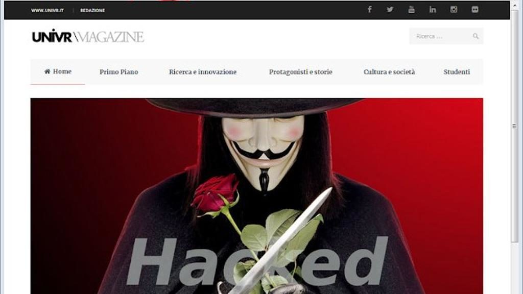 Sito dell'Università degli studi di Verona defacciato dagli hacker di Anonymous. Credit: lastampa.it