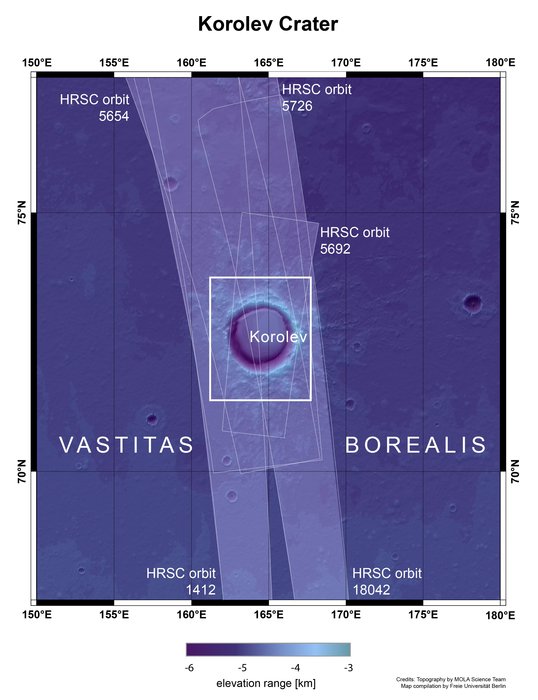 Contesto del cratere Korolev. Credits: ESA
