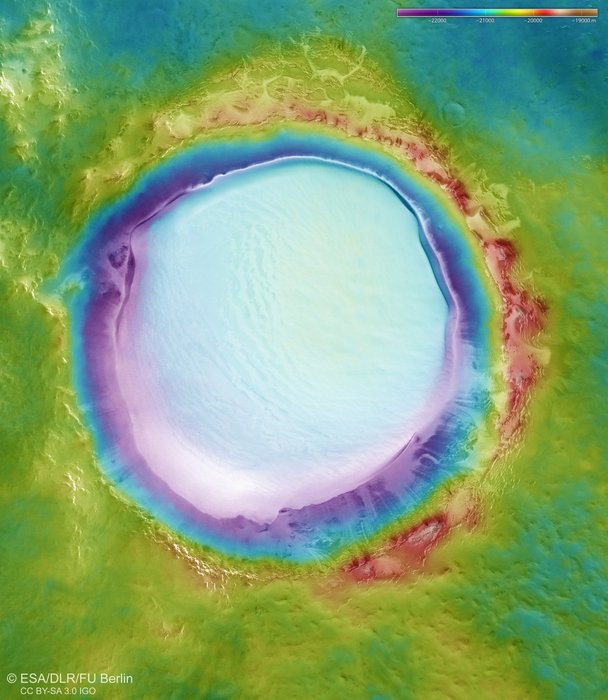 Topografia del cratere Korolev. Credits: ESA