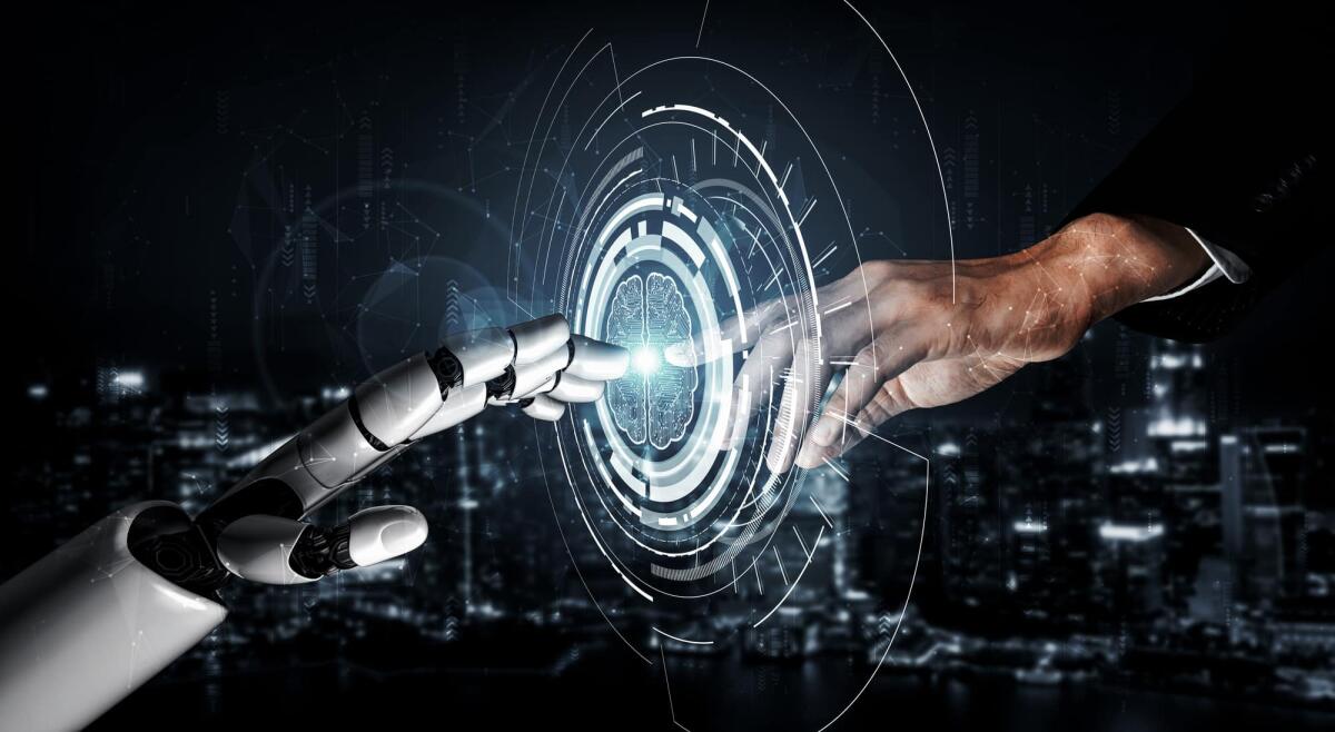Le prime leggi UE sulla robotica sono una realtà - 3D rendering artificial intelligence AI research of robot and cyborg development for future of people living. Digital data mining and machine learning technology design for computer brain.