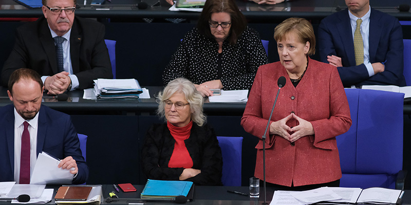 Angela Merkel al Bundestag, 12 dicembre 2018. Credits: Sean Gallup/Getty Images