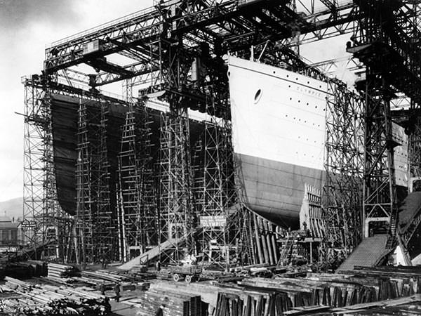 La Olympic e il Titanic nei cantieri di Belfast, PH: titanicfacts.net