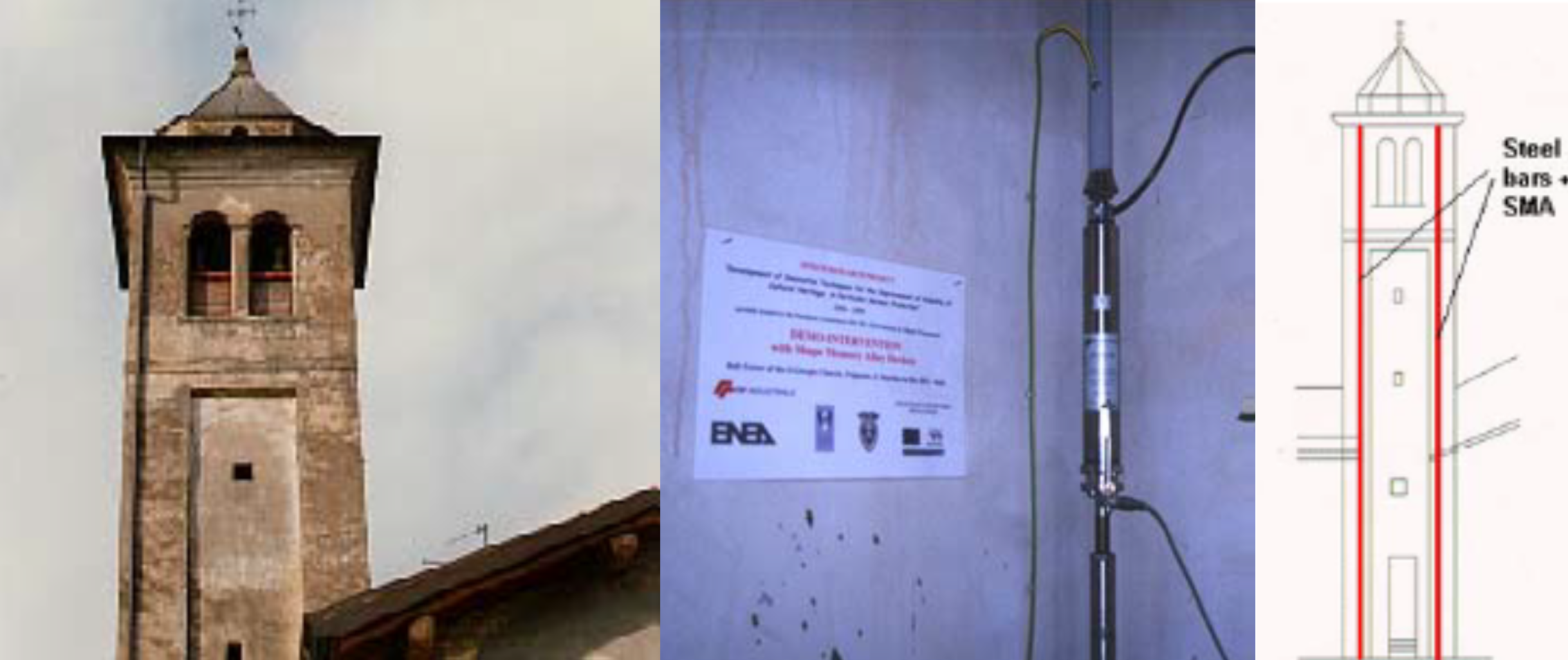 L’Applicazione Pilota dei Dispositivi con Lega a Memoria di Forma: il Campanile della Chiesa di S. Giorgio in Trignano - PH: www.researchgate.net
