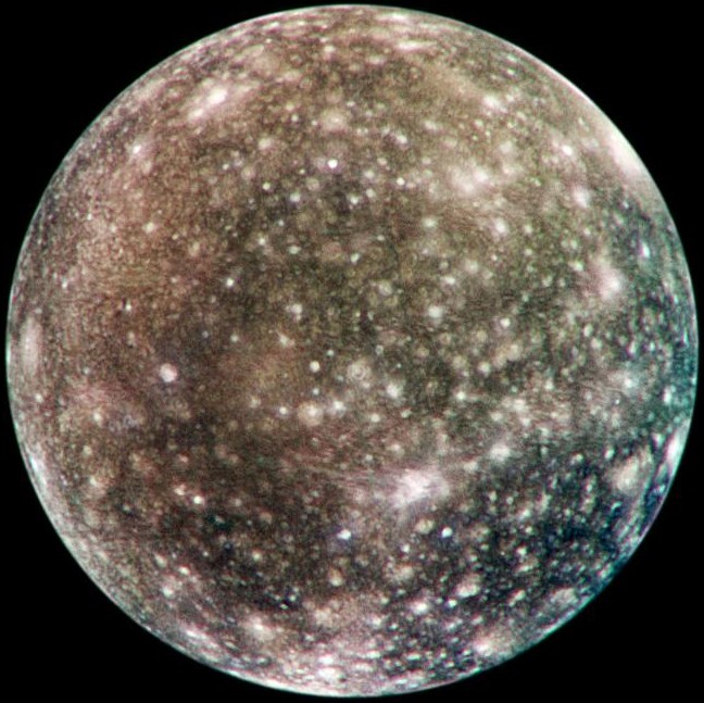 Foto di Callisto, una Luna di Giove.Crediti: www.wikipedia.org
