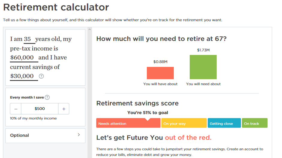 Schermata di default del calcolatore di NerdWallet. Fonte: NerdWallet