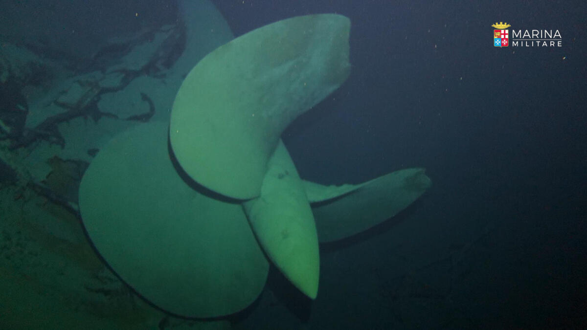 Relitto scoperto dal Cacciamine Vieste - Elica del relitto, PH: Marina Militare