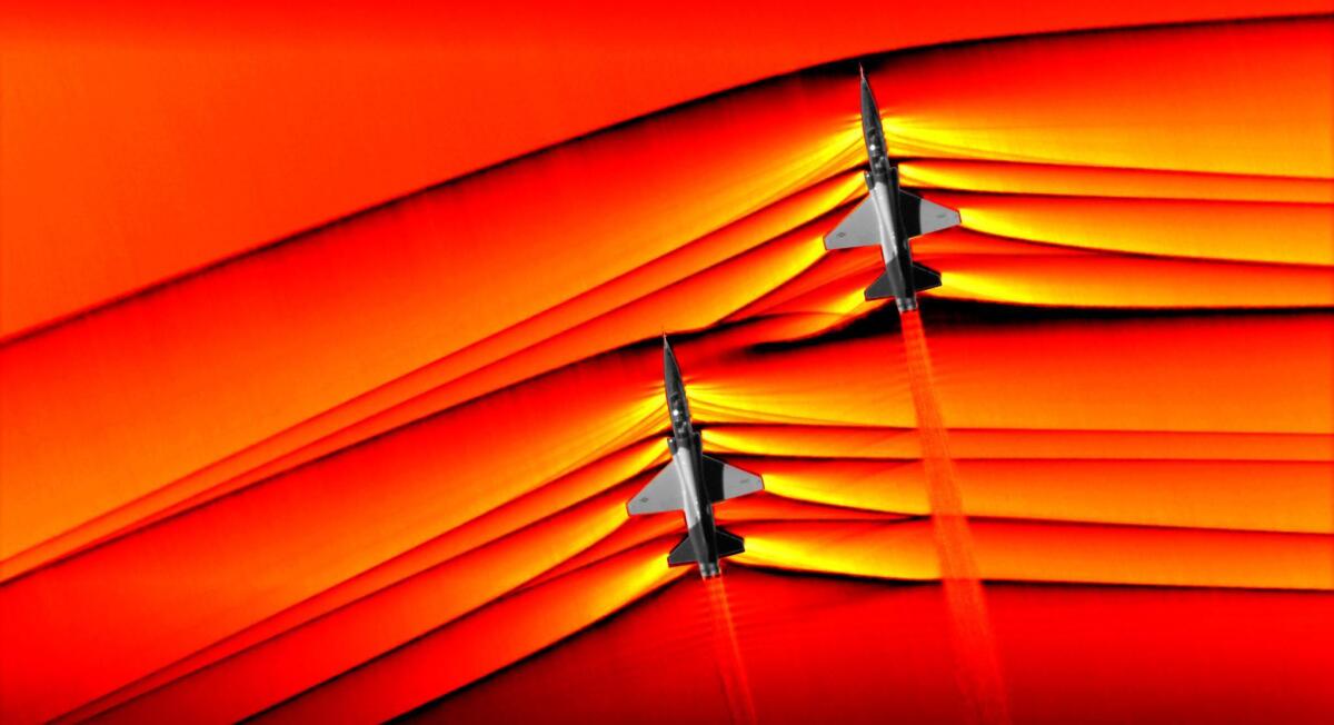 NASA: interazione dell'onda d'urto di due velivoli supersonici - Credits: nasa.gov