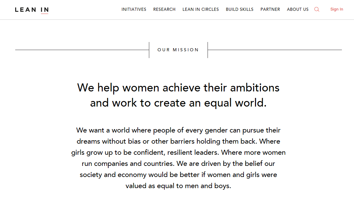 Home page Lean in