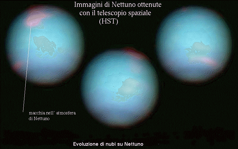Evoluzione delle Macchie su Nettuno.Crediti: www.stelle.bo.astro.it