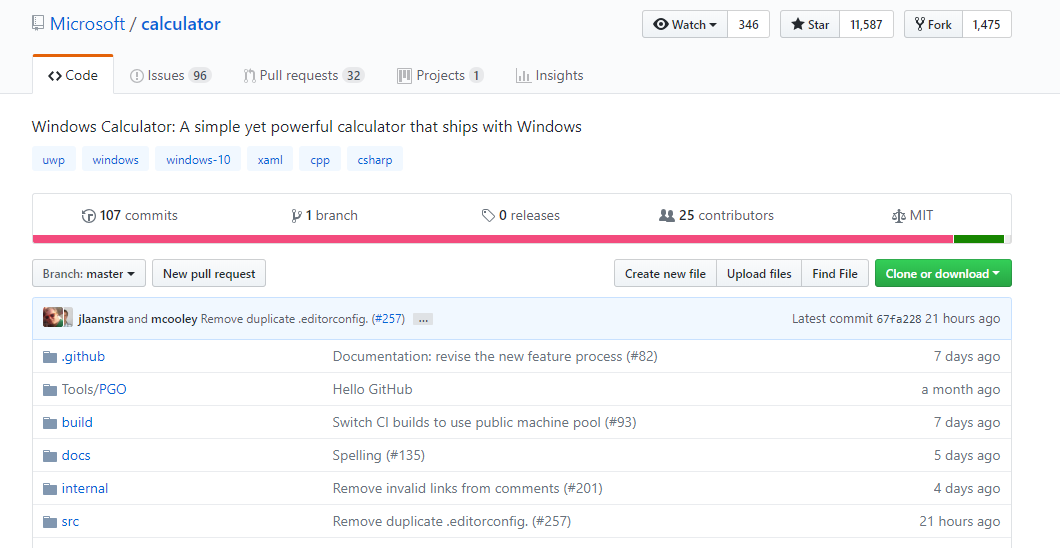 Calcolatrice di Windows disponibile su GitHub. Credits: systemscue.it
