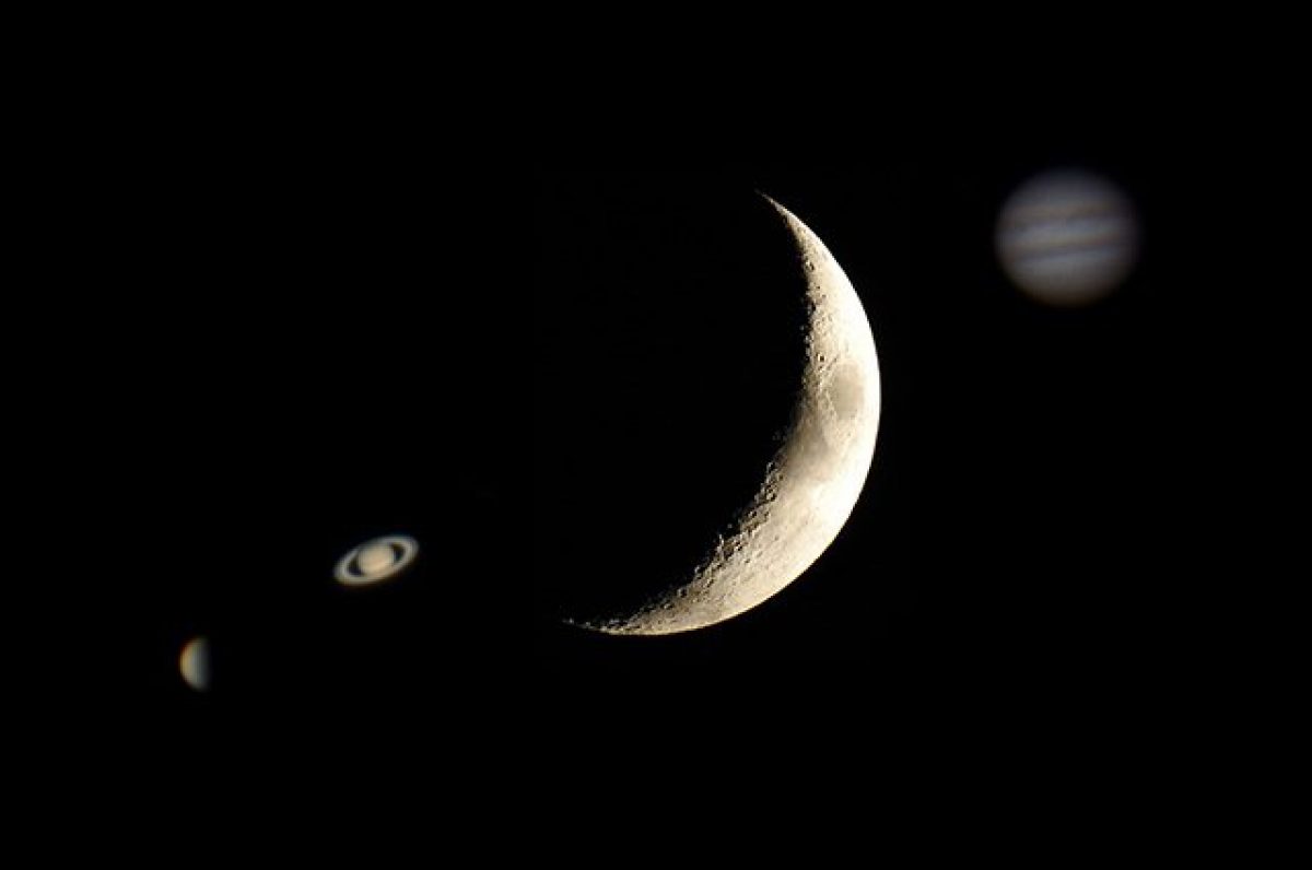 Allineamento nel cielo di Venere-Saturno-Luna-Giove.Crediti:www.scienza.fanpage.it