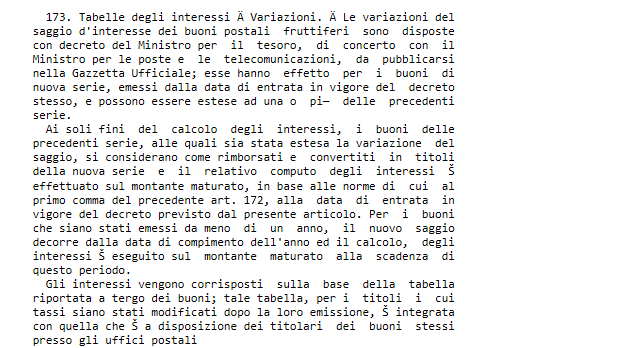 articolo 173 codice postale