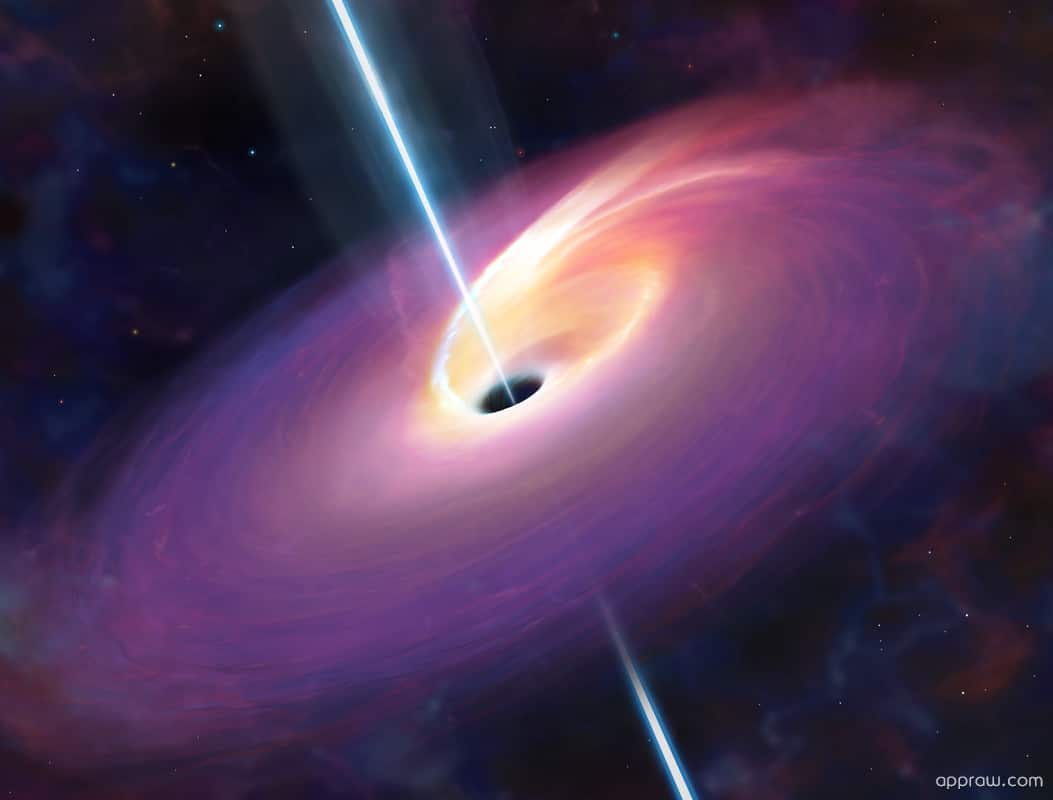 Quasar e buco nero.Crediti: www.tollebild.com
