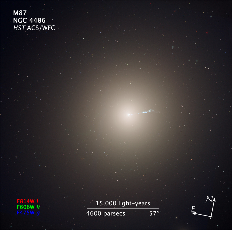 Immagine del telescipio Hubble che ritrae la galassia M87. Credits: NASA