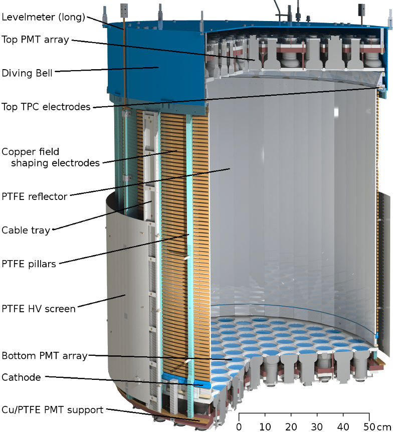 XENON1T: lo strumento che ha captato il decadimento xenon.Crediti: www.inspirehep.net