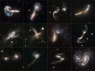 Alcune galassie interagenti riprese dal Telescopio Spaziale Hubble.Crediti: www.wikipedia.org