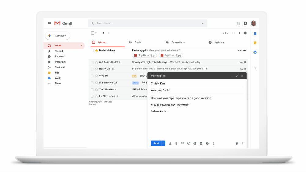 Gmail offrirà l'opportunità di schedulare l'invio delle email. Credits: blog.google.com