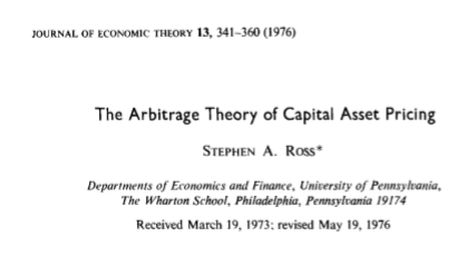 Paper by Stephen Ross,1976.