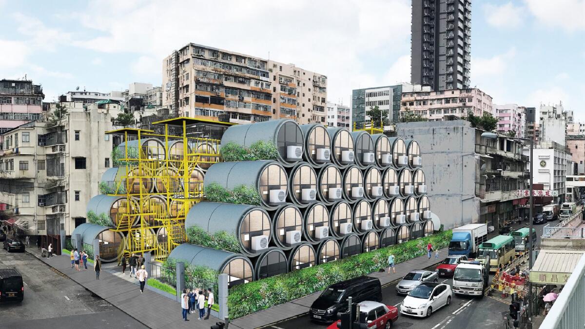 I mini appartamenti modulari in tubi di cemento a Hong Kong - 