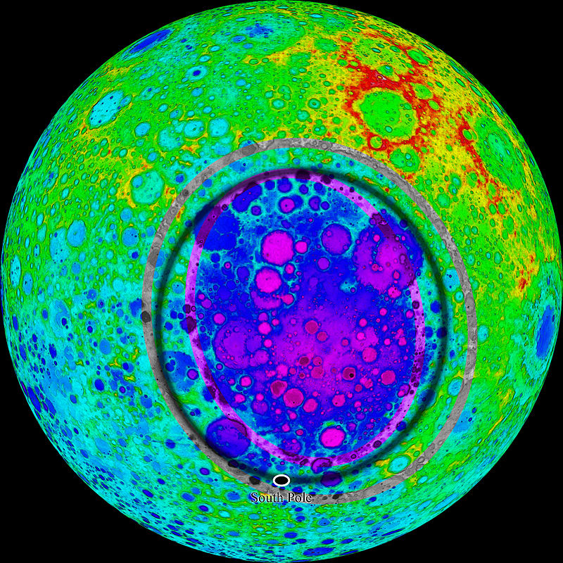 Localizzazione della massa metallica sul lato oscuro della Luna.Crediti: www.wikipedia.org