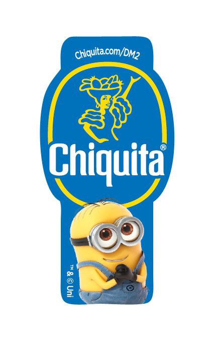 Un adesivo PLU personalizzato dal marchio Chiquita in occasione della promozione pubblicitaria del film dei Minions, crediti: Pinterest