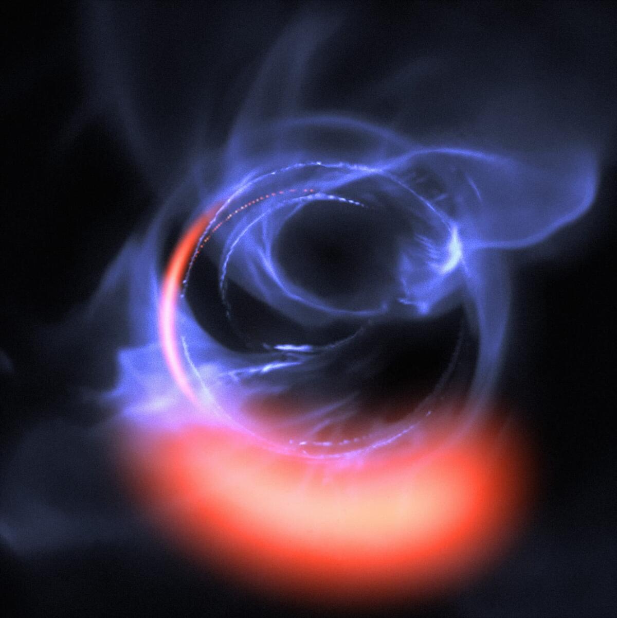 Holm 15A, il più grande buco nero mai osservato - Simulazione della materia orbitante attorno ad un buco nero, crediti: ESO/Gravity Consortium/L. Calçada