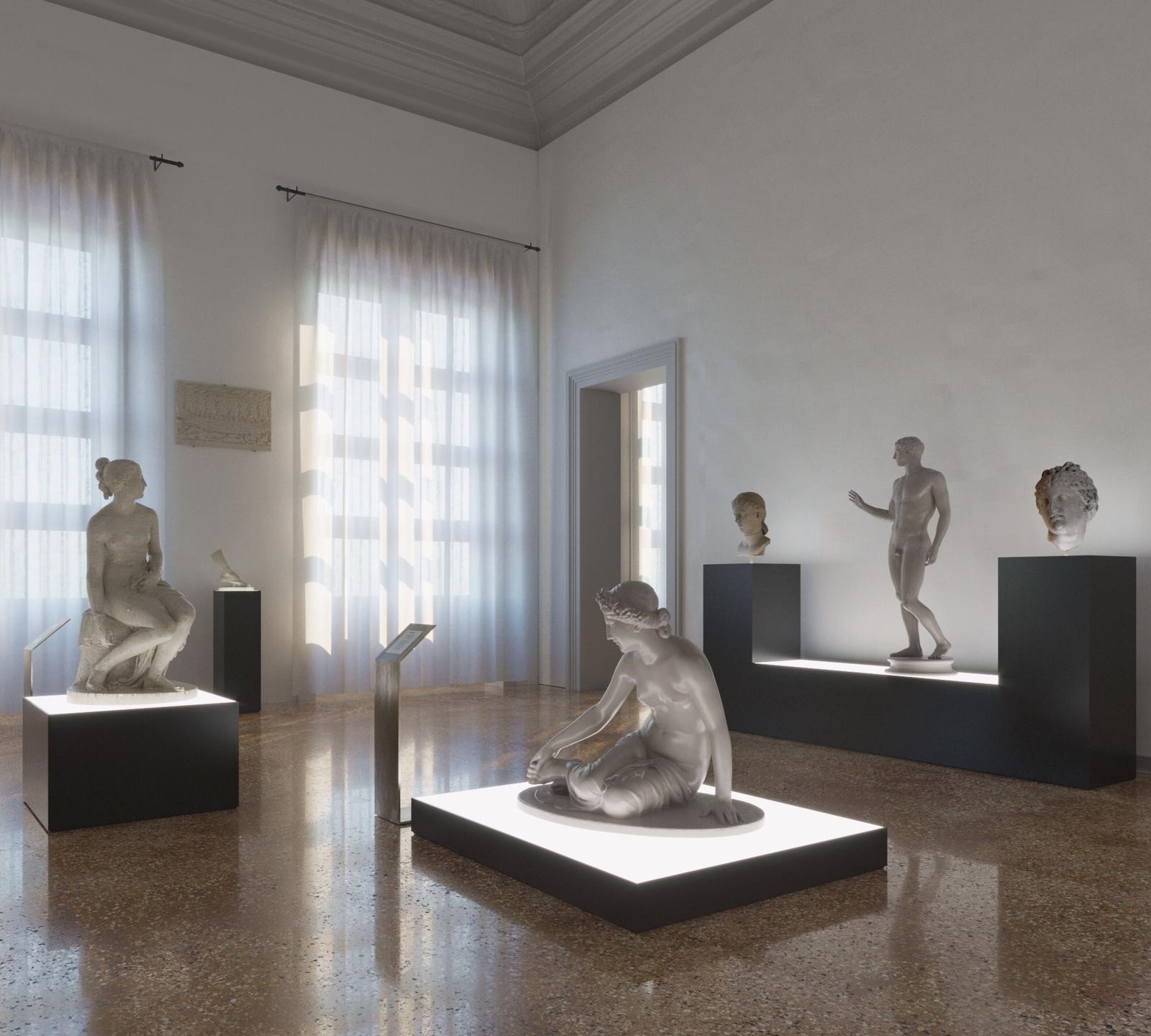 Ipotesi di allestimento all’interno del Museo Nazionale Archeologico di Venezia. Immagine realizzata da Angelo La Delfa, studente del Madi.