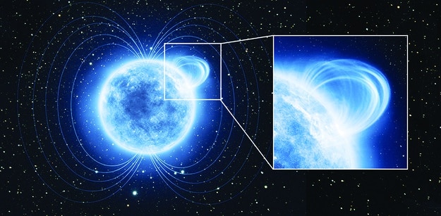 Rappresentazione di SGR 0418 5729, stella di neutroni con un campo magnetico intensissimo.Crediti: www.gaianews.it